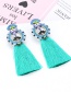 Fashion Sapphire Blue Geometric Shape Decorated Long Tassel Earrings