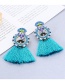Fashion Blue Geometric Shape Decorated Short Tassel Earrings