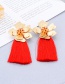 Fashion Red Flower Shape Decorated Tassel Earrings