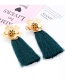Fashion Dark Green Flower Shape Decorated Tassel Earrings