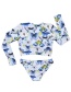 Sexy White+blue Butterfly Pattern Decorated Long Sleeves Swimwear