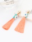 Fashion Blue Tassel Decorated Pure Color Earrings