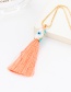 Fashion Blue Tassel Decorated Pure Color Necklace