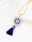 Fashion Sapphire Blue Tassel&bead Decorated Necklace