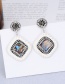 Fashion Silver Color Full Dioamd Decorated Square Shape Earrings