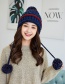 Fashion Navy Fuzzy Ball Decorated Hat