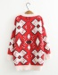 Fashion Red Geometric Pattern Decorated Sweater