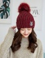 Fashion Claret Red Fuzzy Ball Decorated Hat