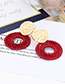 Fashion Claret Red Round Shape Decorated Earrings