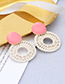 Fashion Beige+pink Round Shape Decorated Earrings