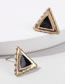 Fashion Black+gold Color Triangle Shape Decorated Earrings