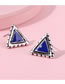 Fashion Black+silver Color Triangle Shape Decorated Earrings