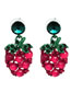 Fashion Green+red Strawberry Shape Decorated Earrings