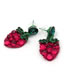 Fashion Green+red Strawberry Shape Decorated Earrings