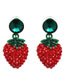 Fashion Red+green Strawberry Shape Decorated Earrings