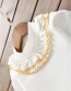 Fashion White Pure Color Decorated Round Neckline Blouse