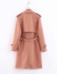 Fashion Pink Pure Color Decorated Coat