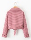 Fashion Pink Grids Pattern Decorated Coat