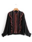 Fashion Black Embroidery Decorated Blouse