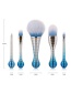 Fashion Blue Round Shape Decorated Makeup Brush(5pcs)