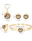 Fashion Gold Color+black Heart Shape Decorated Jewelry Set (5 Pcs )