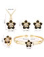 Fashion Black+gold Color Flower Shape Decorated Jewelry Set (5 Pcs )