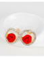 Fashion Gold Color+red Flower Shape Decorated Jewelry Set (5 Pcs )