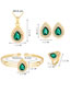 Fashion Green+gold Color Water Drop Shape Decorated Jewelry Set ( 5 Pcs )