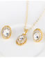 Fashion Green+gold Color Oval Shape Decorated Jewelry Set ( 5 Pcs )