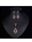 Fashion Red Water Drop Shape Decorated Jewelry Set (3 Pcs )