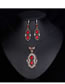Fashion Red Diamond Decorated Jewelry Set ( 3 Pcs )