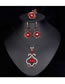 Fashion Red Diamond Decorated Jewelry Set ( 4 Pcs )
