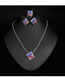 Fashion Multi-color Square Shape Decorated Jewelry Set (4 Pcs )