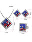 Fashion Sapphire Blue Square Shape Decorated Jewelry Set (4 Pcs )