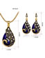Fashion Sapphire Blue Water Drop Shape Decorated Jewelry Set (3 Pcs )