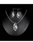 Fashion Silver Color+green Leaf Shape Decorated Jewelry Set (3 Pcs )