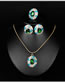 Fashion Green Oval Shape Decorated Jewelry Set (4 Pcs )