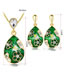 Fashion Green Water Drop Shape Decorated Jewelry Set (3 Pcs )