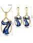 Fashion Sapphire Blue Water Drop Shape Decorated Hollow Out Jewelry Set (3 Pcs )
