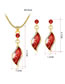 Fashion Red Diamond Decorated Jewelry Set (3 Pcs )