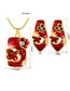 Fashion Red Flower Shape Decorated Jewelry Set (3 Pcs )