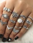 Fashion Silver Color Elephant Shape Decorated Ring (13 Pcs )
