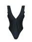 Fashion Black V Neckline Decorated Swimwear