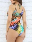 Fashion Multi-color Feather Pattern Decorated Swimwear