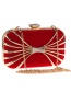 Simple Red Square Shape Decorated Handbag