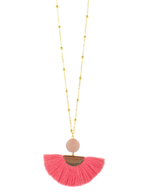 Fashion Pink Sector Shape Decorated Necklace