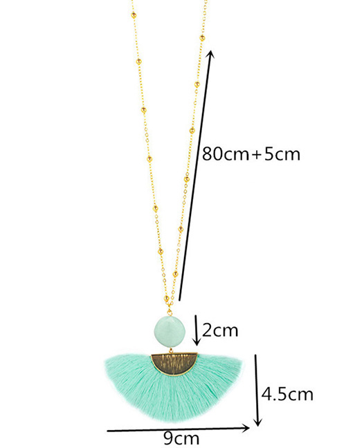 Fashion Green Sector Shape Decorated Necklace