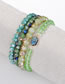 Fashion Blue+green Bead Decorated Bracelet (4 Pcs)