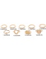 Fashion Silver Color Pure Color Decorated Hollow Out Ring ( 9 Pcs )