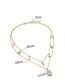 Fashion Gold Color Water Drop Shape Decorated Double Layer Necklace